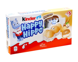 Печенье с молочной и ореховой начинкой Kinder Happy Hippo Haselnuss, 103,5 г (8000500311486) - фото