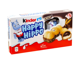 Печенье с молочной и шоколадной начинкой Kinder Happy Hippo Kakao, 103,5 г (4008400441023) - фото