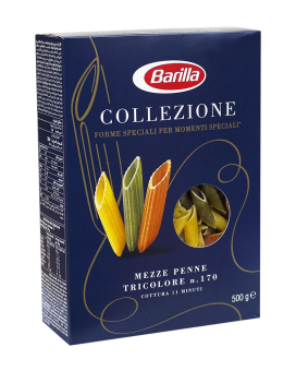 Макароны BARILLA Collezione MEZZE PENNE TRICOLORE № 170 Перья/Мецце Пенне, 500 г - фото