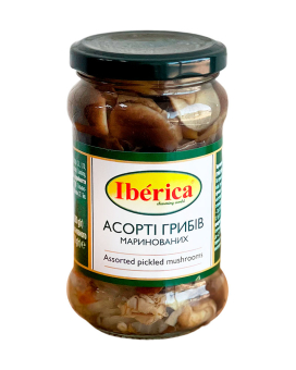 Асорті грибів маринованих Iberica Assorted Pickled Mushrooms, 280 г (8436024299380) - фото