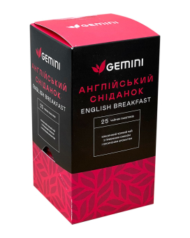 Чай Английский завтрак Gemini English Breakfast, 25шт*2г (черный чай в пакетиках) (4823115402554) - фото