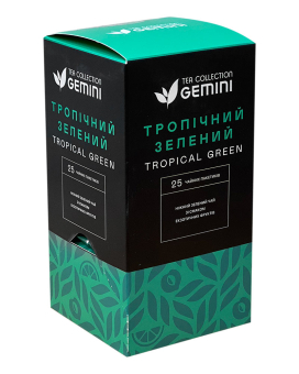 Чай Тропический зеленый Gemini Tropical Green, 25шт*1,5г (зеленый ароматизированный чай в пакетиках) (4823115402646) - фото