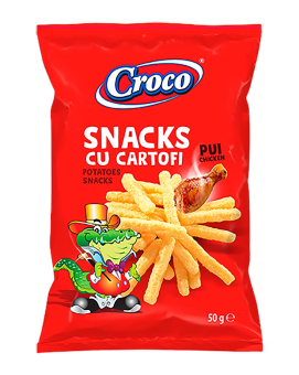 Снеки з картоплею зі смаком курки Croco Snacks Cu Cartofi Pui Chiken, 50 г (5941194005189) - фото