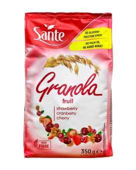 Цільнозернові вівсяні пластівці Гранола з фруктами Sante Granola Fruit, 350 г (9600617002969) - фото