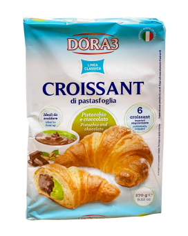 Круасани з фісташкоим та шоколадним кремом Dora3 Croissant Pistachio and Chocolate, 270 г (6шт*45г) (8002371007512) - фото