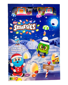 Шоколад молочный фигурный с Адвент-календарем Nestle Smarties Santa Stop Here, 193,9 г (8000300407884) - фото