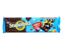 Шоколад чорний з арахісом, родзинками та желейними цукерками Studentska Horka, 260 г (8593893778757) - фото
