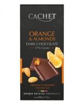 Шоколад Cachet черный с миндалем и апельсином 57%, 100 г - фото