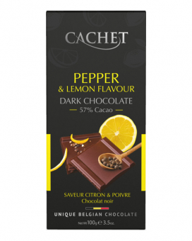 Шоколад Cachet черный с черным перцем и ароматом лимона 57%, 100 г - фото