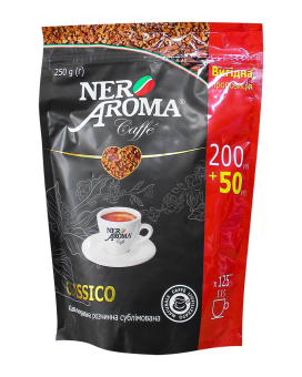 Кава розчинна Nero Aroma Classico, 250 г (50 г у подарунок) (30/70 (4820093482448) - фото
