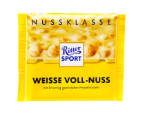 Шоколад білий з фундуком та рисовими пластівцями Ritter Sport Nuss Klasse Weisse Voll-Nuss, 100 г (4000417701008) - фото