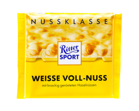 Шоколад белый с фундуком и рисовыми хлопьями Ritter Sport Nuss Klasse Weisse Voll-Nuss, 100 г (4000417701008) - фото