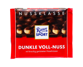 Шоколад черный с цельным фундуком Ritter Sport Dunkle Voll-Nuss, 100 г (4000417702005) - фото