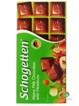 Шоколад Schogetten Alpine Milk Chocolate with Hazelnuts, 100 г (4000607851001) - фото