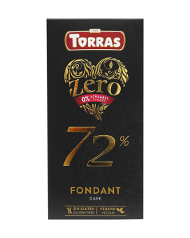 Шоколад черный без сахара, без глютена TORRAS Zero Fondant 72%, 100 г (8410342004789) - фото