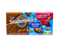 Шоколад молочний з малиною, арахісом та желейними цукерками Studentska Mlecna S Chuti Malin, 170 г (8593893783232) - фото