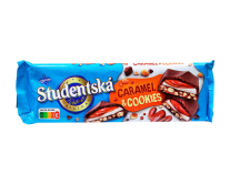 Шоколад молочний з карамеллю та печивом Studentska Caramel & Cookies, 235 г (8593893782501) - фото