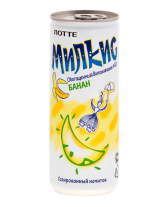 Напій молочний безалкогольний газований Мілкіс Банан ЛОТТЕ, 250 мл (Milkis Banana LOTTE) (8801056019914) - фото