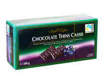 Цукерки шоколадні із начинкою зі смаком чорної смородини Maitre Truffout Chocolate Thins Cassis, 200 г (9002859111310) - фото