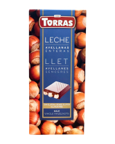 Шоколад молочний без глютена TORRAS Leche Llet Milk Whole Hazelnuts з фундуком 32%, 150 г (8410342007681) - фото