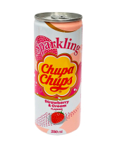 Напій соковмісний безалкогольний газований Sparkling Chupa Chups Strawberry & Cream, 250 мл (8801069412986) - фото