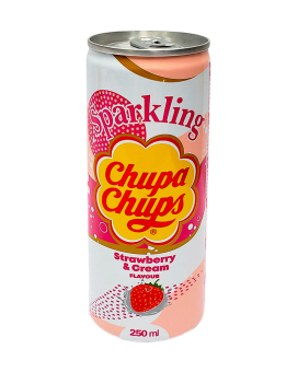 Напиток сокосодержащий безалкогольный газированный Sparkling Chupa Chups Strawberry & Cream, 250 мл (8801069412986) - фото