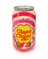 Напій соковмісний безалкогольний газований Sparkling Chupa Chups Strawberry & Cream, 345 мл (8801069402451) - фото