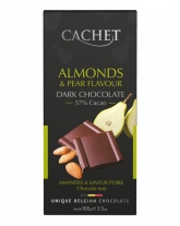 Шоколад Cachet черный с грушей и миндалем 57%, 100 г - фото