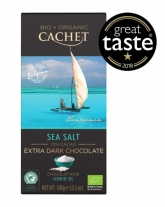 Шоколад Cachet Bio Organic екстра чорний з морською сіллю 72%, 100 г - фото