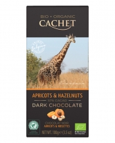 Шоколад Cachet Bio Organic чорний з абрикосом та фундуком 57%, 100 г - фото