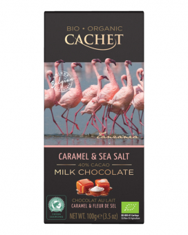 Шоколад Cachet Bio Organic молочний із солоною карамеллю 40%, 100 г - фото