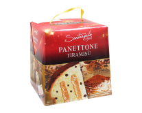 Паска Панеттоне з кремом тірамісу та шматочками шоколаду Santangelo PANETTONE Al Tiramisu, 908 г (8003896013224) - фото