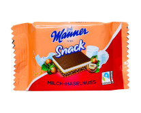 Вафлі в шоколаді Manner Snack Milch-Haselnuss з молочним та фундучним прошарком, 25 г (90155666) - фото