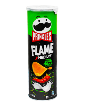 Чипсы PRINGLES Flame Medium Kickin' Sour Cream Flavour Чили перец, сметана и лук, 165 г (5053990160037) - фото