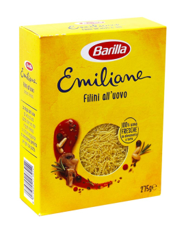 Макарони BARILLA Emiliane Filini All'uovo Вермішель філіні з яйцем, 275 г (8076809573054) - фото