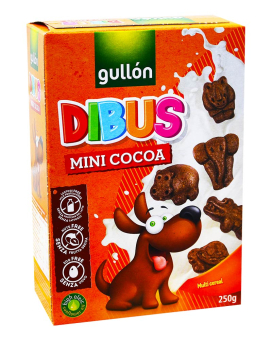 Печенье злаковое шоколадное GULLON DIBUS Mini Cocoa, 250 г (8410376002256) - фото