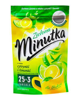 Чай зеленый Minutka с лимоном и лаймом в пакетиках, 36,4 г (28шт*1,3г) (5900396015587) - фото