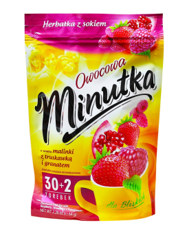 Чай фруктовый Minutka с малиной, клубникой и гранатом в пакетиках, 64 г (32шт*2г) (5900396014832) - фото