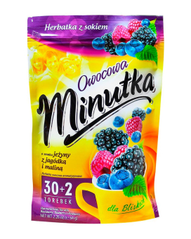Чай фруктовый Minutka с ежевикой, черникой и малиной в пакетиках, 64 г (32шт*2г) (5900396014849) - фото