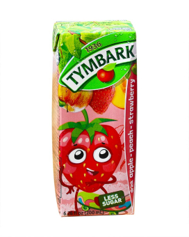 Напиток сокосодержащий Tymbark Яблоко-персик-клубника, 200 мл (5900334000392) - фото