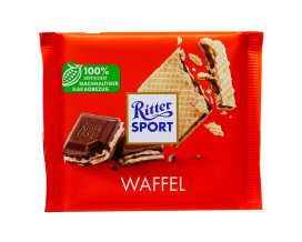 Шоколад молочный с вафлей с какао-муссом и рисовыми хлопьями Ritter Sport Waffel, 100 г (4000417622013) - фото