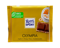 Шоколад молочний з йогуртовим кремом, медом, фундуком та декстрозою Ritter Sport Olympia, 100 г (4000417280008) - фото