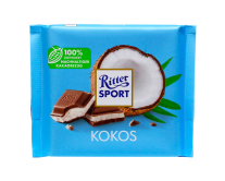Шоколад молочний з кокосовою начинкою Ritter Sport Kokos, 100 г (4000417629814) - фото