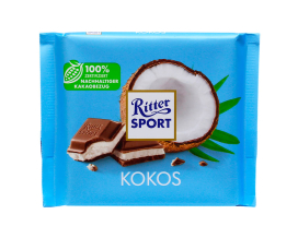 Шоколад молочный с кокосовой начинкой Ritter Sport Kokos, 100 г (4000417629814) - фото