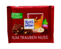 Шоколад молочный с ромом, изюмом и фундуком Ritter Sport Rum Trauben Nuss, 100 г (4000417601216) - фото