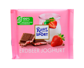 Шоколад молочний з полуничним йогуртом Ritter Sport Erdbeer Joghurt, 100 г (4000417623713) - фото