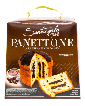 Паска Панеттоне с шоколадным кремом и кусочками шоколада Santangelo PANETTONE alla crema di cacao, 908 г (8003896080189) - фото