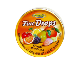 Леденцы со вкусом фруктов и ягод Woogie Fine Drops Frucht Bonbons, 200 г (9002859055553) - фото