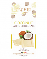Шоколад Сachet білий з кокосом 27%, 100 г - фото