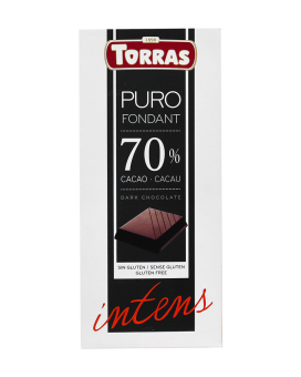 Шоколад черный без глютена TORRAS Puro Fondant Intens 70%, 200 г (8410342002143) - фото